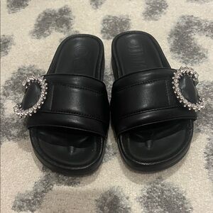 JIMMY CHOOSE Black Slide Sandals with Crystal Embellishment SIZE 34